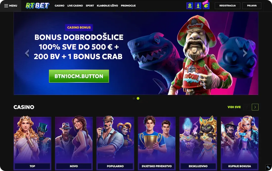 rtbet casino stranica